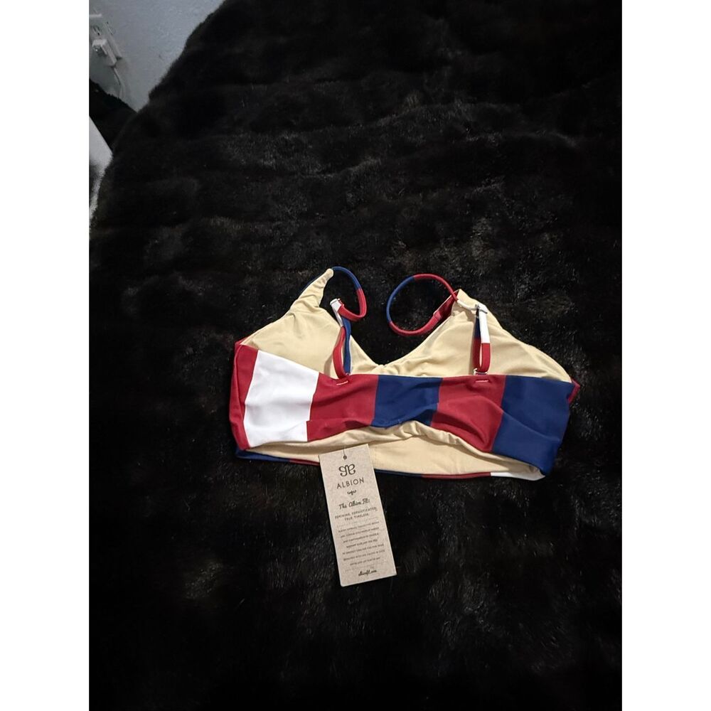 New Albion Fit Womens Liberty Striped Bikini Top XS Nautical - Picture 4 of 5